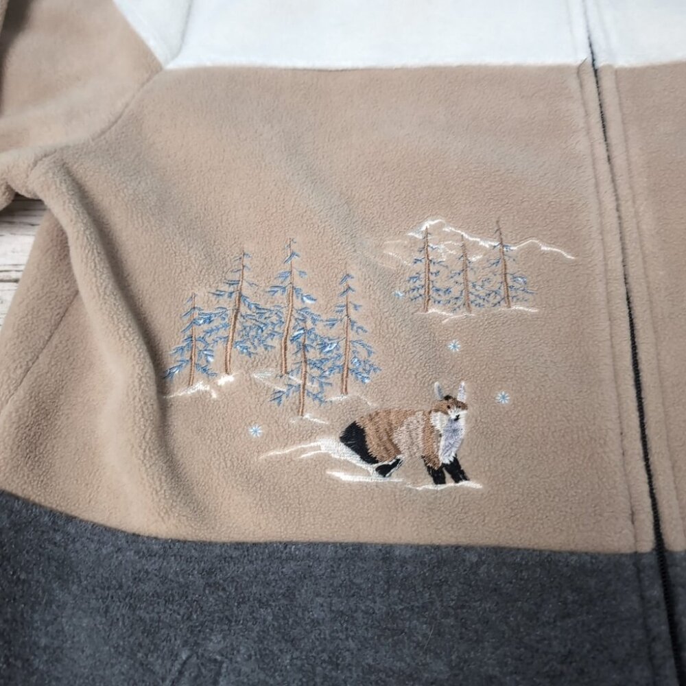 Vintage Tabi International Color Block Embroidery Fox Full Zip Sweater Size M - Picture 3 of 8